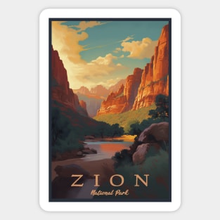 Zion National Park Vintage Travel Poster Sticker